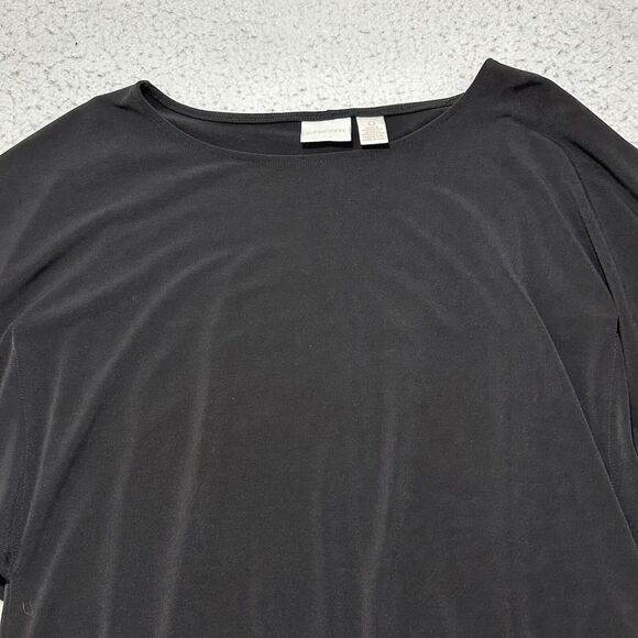 Chico's 0 Women's Small Black Drape Flutter Sleeve Pullover Blouse Layered - Picture 2 of 12